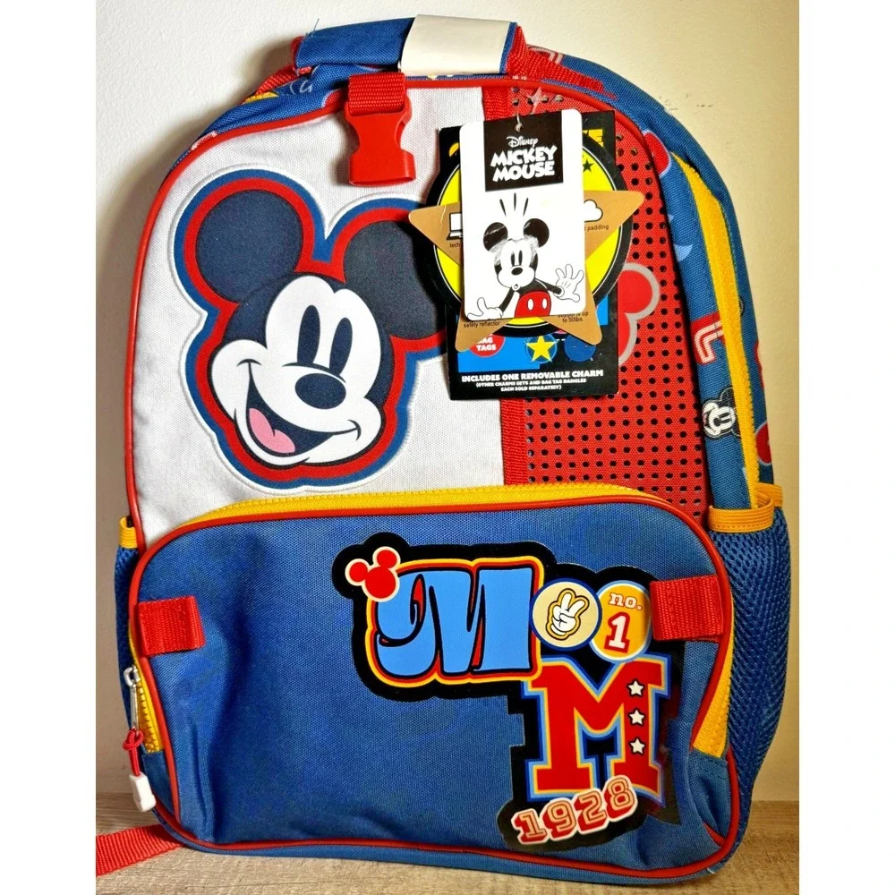 Disney Mickey Mouse 14.4L Backpack Multiple‎ Zipper Pockets Colorful 1928 NWT